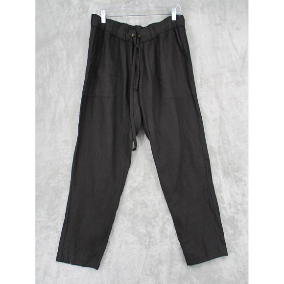 Enza Costa Pants Womens 4 Linen Tapered Leg Pockets Resort Minimalist Lagenlook - Picture 1 of 9